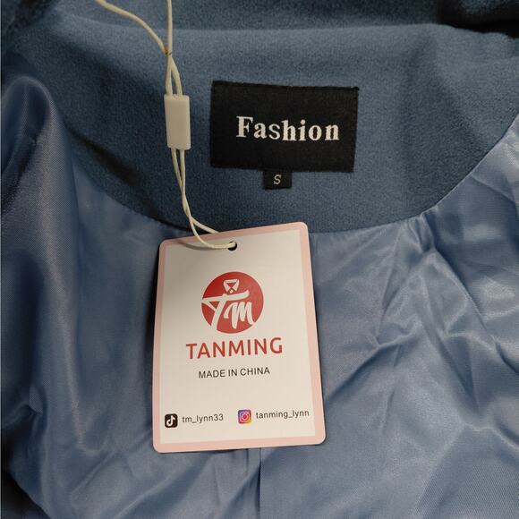 Tanming Women's Peacoat Size Small Blue Overcoat Minimalist Chic Winter Cozy - Picture 7 of 9